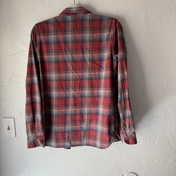 Current/Elliott Red Plaid Flannel Shirt Women Small‎ 100% Cotton Western Grunge - Picture 6 of 8